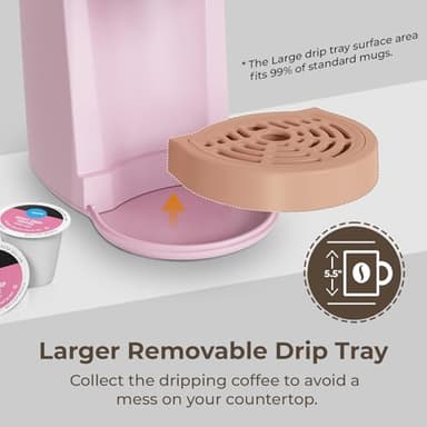CHULUX Classic Single Serve Coffee Maker for K Cup, One Button Easy Coffee Machine for Office, RV, Travel and Dorm, Pink - Image 4
