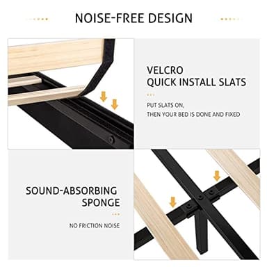 SHA CERLIN Full Size Bed Frame with Button Tufted Headboard, Faux Leather Upholstered Mattress Foundation, Platform Bed Frame, Wooden Slat Support, No Box Spring Needed, White - Image 6