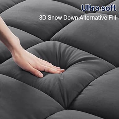 SOPAT Mattress Topper Queen Size Extra Thick Mattress Pad 8-21" Deep Pocket Soft Down Alternative Fill Mattress Protector Pillow Top Mattress Cover (60x80 Inches, Dark Grey) - Image 2