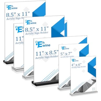 EHWINE 3 Pack Acrylic Sign Holder 8.5 x 11, Double-Sided Stand up Table Top Sign Holders, Clear Acrylic Picture Frame Menu Flyer Paper Holder Display Stand for Office Business Store Wedding Party(Black Base) - Image 7