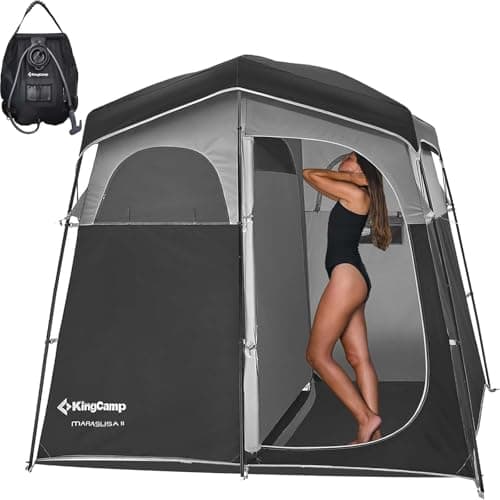 KingCamp Shower Tent, Portable Privacy Tent Outdoor Camping 1/2 Room Toilet Tents with Shower Bag & Dressing Room for Travel Beach Tailgate - Image 1