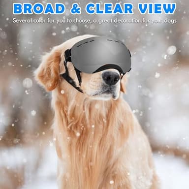 Large Dog Sunglasses Dog Goggles Pet Glasses Pet Eyewear with Adjustable Strap,Glasses for Medium Large Dog Swimming Skating Glasses UV Proof Windproof Dustproof (Black-Gray) - Image 4