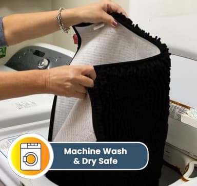 Muddy Mat® Shown on TV – Super Absorbent Microfiber Dog Door Mat for Muddy Paws, Non-Slip Washable Pet Rug, Quick Dry Chenille Entryway Carpet, Machine Washable Indoor Outdoor mat, Black 28"x18" - Image 5