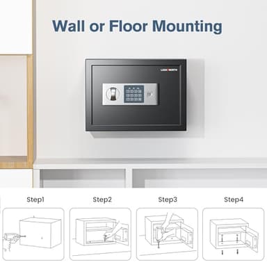 Locksworth Safe for Home, 0.6 Cubic Feet Safety Box, Lock Box for Money, Jewelry, Documents and Guns, Digital Security Safe for Office, Hotel and Personal Use, 13.8"W x 9.8"D x 9.8"H - Image 5