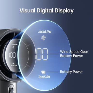 JISULIFE Handheld Fan Pro Series - Extreme Cooling Output: 1-100 Speed Scroll Wheel, Metal Body, Digital Display, 1.5H Fast Charge, 5000mAh-Portable Fan for Travel Outdoor, Gifts for Women Men(Grey) - Image 3