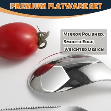 Silverware Set for 8, Heavy Duty Stainless Steel Cutlery Set Flatware Set,40 Piece Premium Silverware, Mirror Polished Modern Cutlery include Fork Knife Spoon Set,Dishwasher Safe - Image 4