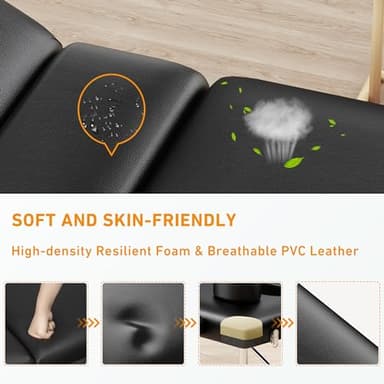 Massage Table Portable 84" Long 24" Wide Professional 3 Sections Reclining Massage Couch, Aluminum Adjustable Esthetician Bed Tattoo Table SPA Lash Salon Bed with Carrying Bag (Black) - Image 5