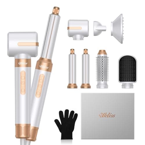 UKLISS Hair Dryer Brush 7 in 1，110000 RPM Hair Dryer with Diffuser for Curly & Twisted Hair Professional Ionic Brush Blow Dryer for Salon-Quality Styling, White Gold - Image 1