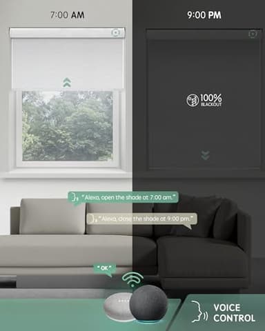 Yoolax Motorized Blinds with Remote, Blackout Smart Blinds Automatic Blinds for Windows, Electric Window Shades Compatible with Alexa Roller Window Shades with Valance (Jacquard White, 22" W x 72" H) - Image 3