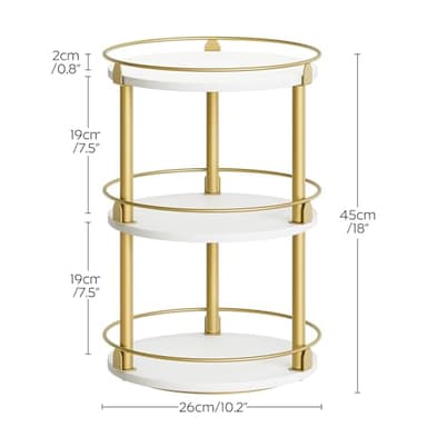 Yatiney 3-Tier Lazy Susan, Rotating Spice Rack, Spinning Organizer, Industrial Turntable Spice Rack for Cabinet, Kitchen Countertop, Pantry, White and Gold SR23DW - Image 9