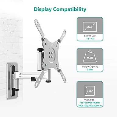 WALI RV TV Mount, Lockable TV Wall Mount for Camper Trailer Motor Home, Full Motion Anti-Vibration Arm for 13-43 inch LED, LCD Flat Screens and Monitors, up to 33lbs (1343LK) - Image 3