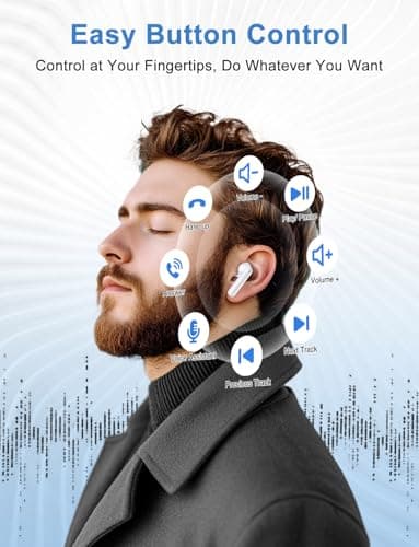 HIYDOO Wireless Earbuds, Bluetooth 5.3 Headphones with Charging Case, Lightweight in-Ear Stereo Earphones with Mic for Android/iOS Cellphone, Waterproof Cordless Earphones for Sports-Ivory White - Image 7