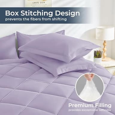 HEVUMYI Full Purple Comforter Set - 7-Piece All Season Bed in a Bag Full, Ultra Soft Bedding Set with Comforter, Flat Sheet, Fitted Sheet, Pillowcases, Pillow Shams, Lavender Purple - Image 5