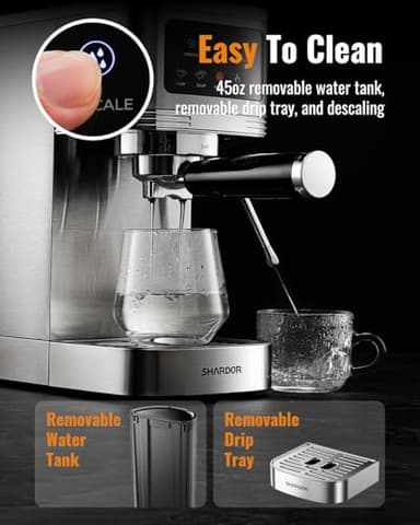 SHARDOR Espresso Machine 20 Bar, Professional Espresso Machine with Milk Frother and Touchscreen, Expresso Coffee Machines with Adjustable Temperature,for Cappuccino, Latte - Image 7