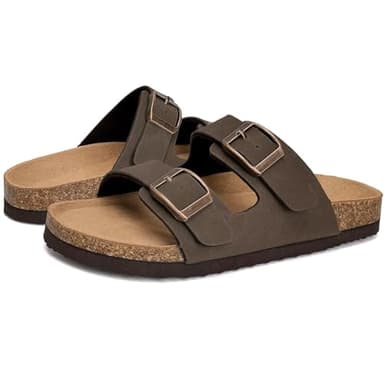 Torotto Kids Sandals Boys Girls Slide Summer Non-slip Cork Glitter Toddler Slippers with Adjustable Straps for Indoor & Outdoor(Dark brown-36) - Image 6