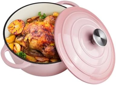 6 Quart Dutch Oven Enameled Cast Iron with Lid - Big Dual Handles - Oven Safe up to 500°F - Classic Round Pot for Versatile Cooking (Pink, 6 QT - Image 3