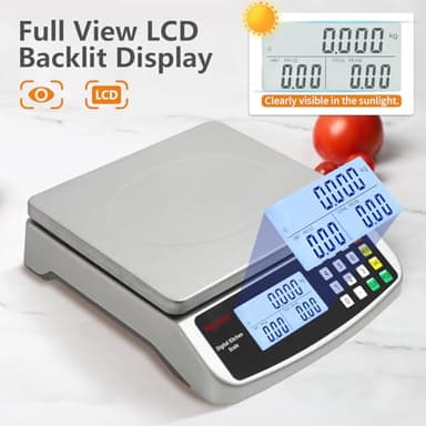 Food Scale 88lb/40kg Large Digital Kitchen Scale 0.05oz/1g with Price Computing Commercial Scale 304 Stainless Steel gram Scale for Baking Cooking Meat Restaurant ,USB or AA Battery(Included) - Image 4