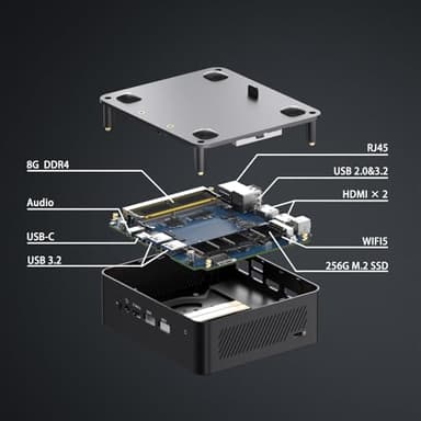 wo-we AMD P5 Mini Gaming PC Ryzen R5-3500U, 8GB DDR4 256GB SSD, 3200MHz RAM, Desktop Mini Computers Triple 4K Display 2*HDMI WIFI5 - Image 4