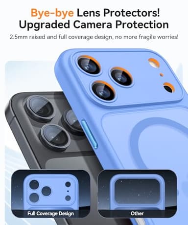 CANSHN Magnetic Compatible with iPhone 17 Pro Max Case, Upgraded [Full Camera Protection] [Compatible with Magsafe] [Translucent Matte] Shockproof Protective Phone Cover 6.9 Inch - Ultramarine - Image 3