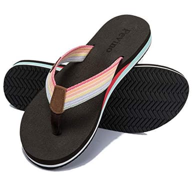 Pevino Women's Orthotic Flip Flops with Soft Waterproof Platform and Anti-Slip Sole,Casual Thong Sandals for Women,Comfortable Beach Sandals with Arch Support for Girl Ladies Brown Size 8 - Image 1