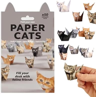 3D Origami Paper Cats & Dogs Kit, DIY Foldable Animal Craft for Kids & Adults, Fun Creative Art Project, Desk Decor and Gift for Pet Lovers (Cat Design) - Image 1