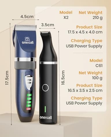 oneisall Cat Clippers and Paw Trimmer 3 in 1 Cat Grooming Kit,Cat Clippers for Matted Hair,Cordless Kitty Shaver for Matted Long Hair,2 Speed Pet Clippers - Image 9