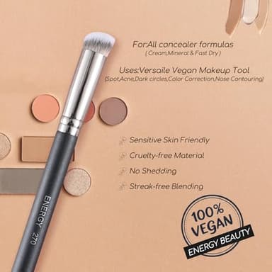 ENERGY Concealer Brush Under Eye Mini Angled Flat Top Kabuki Nose Contour Brush for Concealing Blending Setting Buffing with Powder Liquid Cream Cosmetic Pro Small Makeup Foundation brushes 270 - Image 3