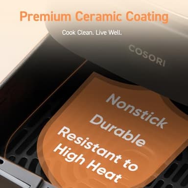 COSORI Air Fryer Pro 9-in-1, Compact 5QT, 450℉: Half Time & Chef-Grade Cook, One-Wipe Clean Glass Panel, 130+ In-App Recipes with Nutritional Info, Nonstick & Dishwasher-Safe Basket, Ceramic, Gray - Image 4