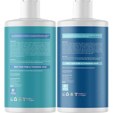 Rosemary Biotin Shampoo and Conditioner Set - Volumizing Shampoo and Conditioner for Thinning Hair for Women & Men with Nourishing B Vitamins - Color Safe Sulfate Paraben & Silicone Free (16 Fl Oz) - Image 4