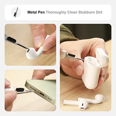 Hyashee Cleaner Kit for Airpods Pro 1 2 3 Multi-Function Cleaning Pen with Soft Brush Flocking Sponge for Bluetooth Earphones Case Cleaning Tools White - Image 2
