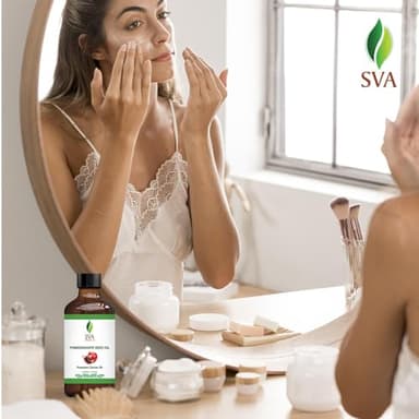 SVA Pomegranate Seed Organic - 4 Fl Oz – 100% Natural Cold Pressed Organic Pomegranate Oil - for Face, Skin Care, Hair Care, Scalp Massage & Body Massage – Carrier Oil with Dropper - Image 5