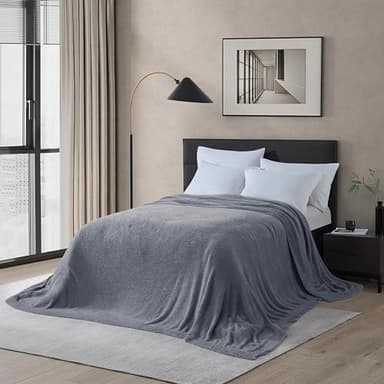 CLOUDS HUG Oversized King Knit Blanket for Couch - Super Soft Extra Large Throw Blankets for Bed， Fluffy Fuzzy Plush Lightweight Cozy Blanket，Dark Grey，120" x 120" - Image 1