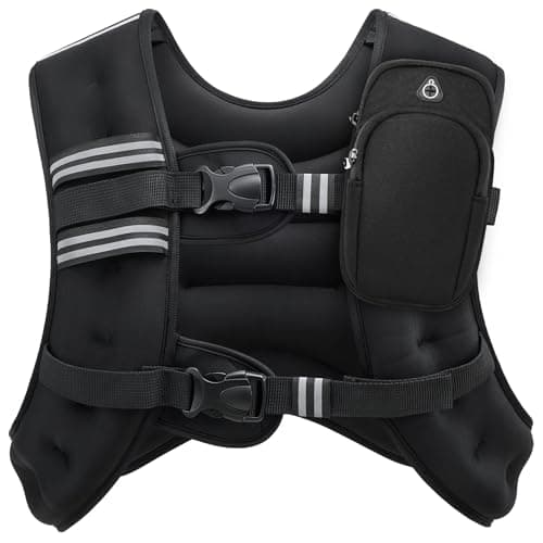 ZELUS Weighted Vest, 6lb/8lb/12lb/16lb/20lb/25lb/30lb Weight Vest with Reflective Stripe for Workout, Strength Training, Running, Fitness, Muscle Building, Weight Loss, Weightlifting, Black(20 lb) - Image 1