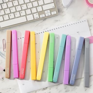 Vitoler Aesthetic Highlighters,10 Pcs Chisel Tip,Dry Fast Easy to Hold,Highlighter Set of Cute Office Desk Accessories, School Supplies - Image 6