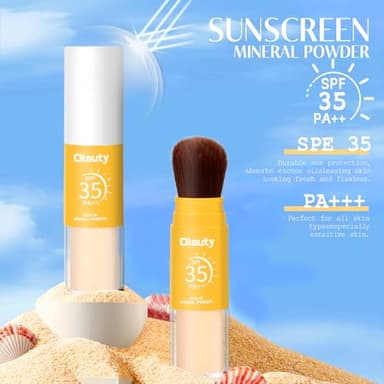 Mineral Sunscreen Setting Powder, SPF 35 Brush Sunscreen Powder for Face & Scalp, Long Lasting Lightweight Breathable, Oil Control Natural Matte Finish (#01 Translucent) - Image 2