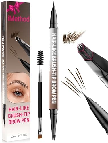 iMethod Eyebrow Pen - Eyebrow Pencil,2-in-1 Eyeliner Dual-Ended Microblading Eyebrow Pencil Long Lasting Waterproof Hair-Like Brow Pencil,with Eyebrow Brush,Eyebrow Pencils for Women,DarkBrown - Image 1