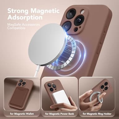SuydanBox Magnetic for iPhone 14 Pro Case, Compatible with MagSafe, [Full Camera Protection][Screen Protector] Silicone Shockproof Protective Phone Case for iPhone 14 Pro 6.1", Brown - Image 2