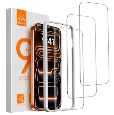 Mkeke 3 Pack Screen Protector for iPhone 17 Pro Max 6.9"，[9H+ Tempered Glass] [Easy Installation Frame][Military-Grade Drop Protection] HD Clear, Anti-Scratch, Bubble Free - Image 1