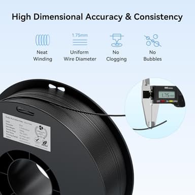 Creality 2kg Black & White PLA 1.75mm Filament Bundle for 3D Printing with No-Tangling Strong Bonding and Overhang Performance, Accuracy +/- 0.02mm - Image 2
