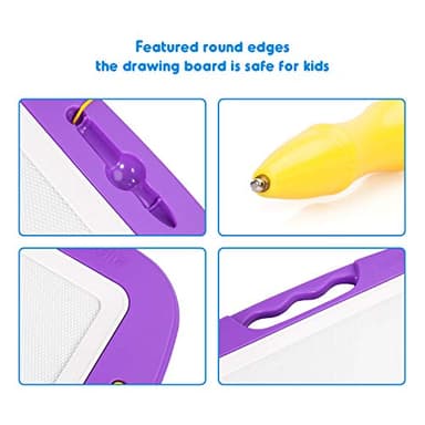 SGILE Large Magnetic Drawing Board - 4 Colors 16×13in Writing Painting Doodle Pad with 4 Stamps for Toddlers, Learning Educational Toy Etch Sketch Gift for 36+ Month Kids Girls Boys, Purple - Image 7