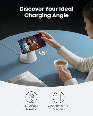 Anker MagSafe Charger Compatible, MagGo 3-in-1 Charging Station, Nano Charging Stand, Qi2 Certified 15W Magnetic Wireless Charger Dock, for iPhone17/16/15/14, Apple Watch,AirPods (Adapter Included) - Image 6