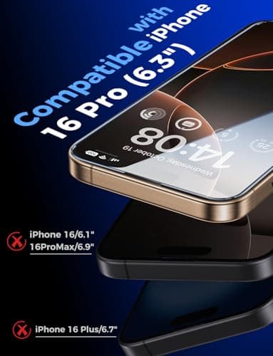 MAGIC JOHN 2 Pack for iPhone 16 Pro [6.3 inch] Tempered Glass Screen Protector, HD Clear, Bubble Free, Easy Installation, Auto Dust-Elimination, 16Pro 6.3'' - Image 2