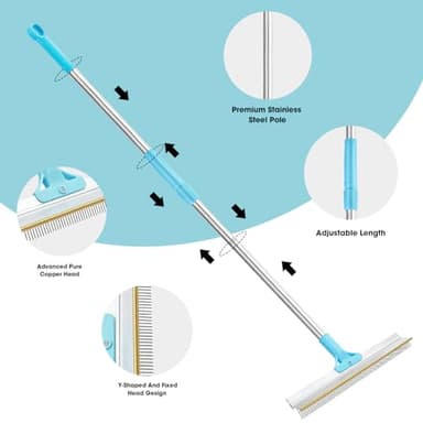 Transni Carpet Rake for Pet Hair Removal, 67'' Adjustable Handle Carpet Rake Cat Dog Hair Remover, Reusable Long Handle Pet Hair Removal Tool, Removal Broom for Rugs, Mats, Couch, Furniture - Image 4