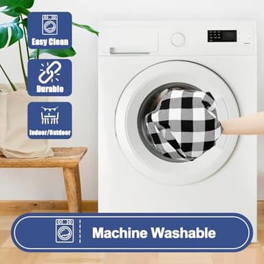 Smiry Picnic Table Cloth 2 Pack, Waterproof Elastic Fitted Tablecloths for 6FT Rectangle Tables, Washable Polyester Buffalo Plaid Tablecloth for Camping, Dining & Outdoor (Black & White, 30" x 72") - Image 7