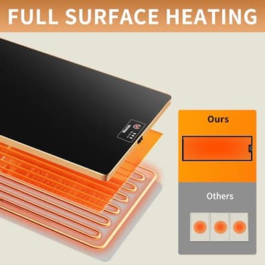 Electric Warming Tray（Extra Long 40”x12”），Food Warmer with Thermostat and Full Surface Heating，Food Warming Mat with 2 Temperature Modes for Parties Buffet，Gatherings，Gold Edge - Image 7