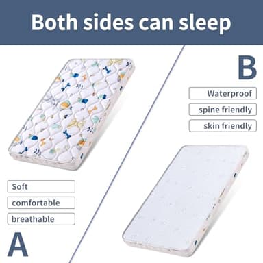 Baby Bassinet Mattress 47x 23.6 inches- Firm Support and Comfort Premium Foam,Noiseless and Odorless,Hypoallergenic Small Crib Mattress, Fits Moses Basket, Dual Sided with Soft Breathable Fabric - Image 4