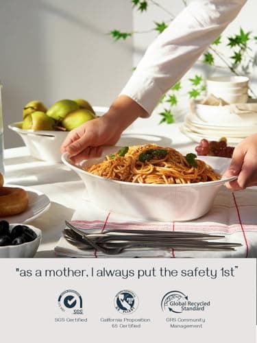 DOWAN Large Serving Bowls with Handles, 60 OZ Oval Serving Platter for Turkey, Fruit Salad Serving Dishes for Entertaining, Porcelain Pasta Bowls for Thanksgiving Day, Parties, Set of 2, Soft White - Image 6