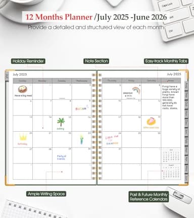 Academic Planner 2025-2026, Weekly and Monthly Calendar Planner from July 2025 - June 2026, 8.5" x 11" Hardcover Leather Hourly Appointment Book with Tabs, Spiral Daily Planners for College School Teacher Student, Green - Image 2