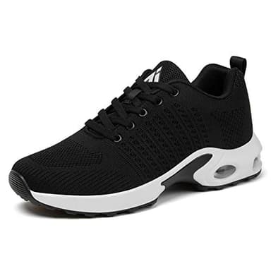 Mishansha Women's Sneakers Air Cushion Ultra Light Super Comfy Athletic Walking Shoes Gym Tennis Trail Running Shoes Black 7 - Image 1