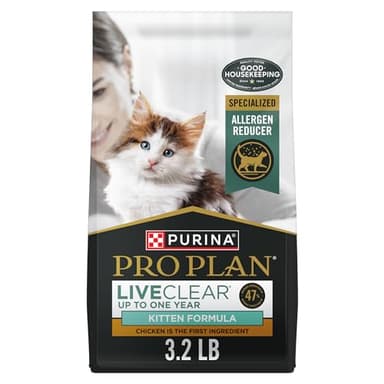 Purina Pro Plan LiveClear Dry Cat Food for Kittens Cat Allergen Reducer Chicken and Rice Formula - 3.2 lb. Bag - Image 1